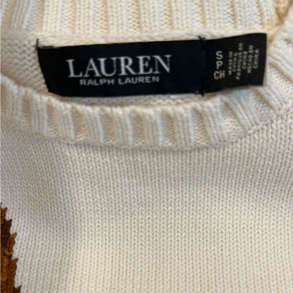 Lauren Ralph Lauren Dog Knit Sweater Women’s Petite Small PS Cream Intarsia - Picture 6 of 6